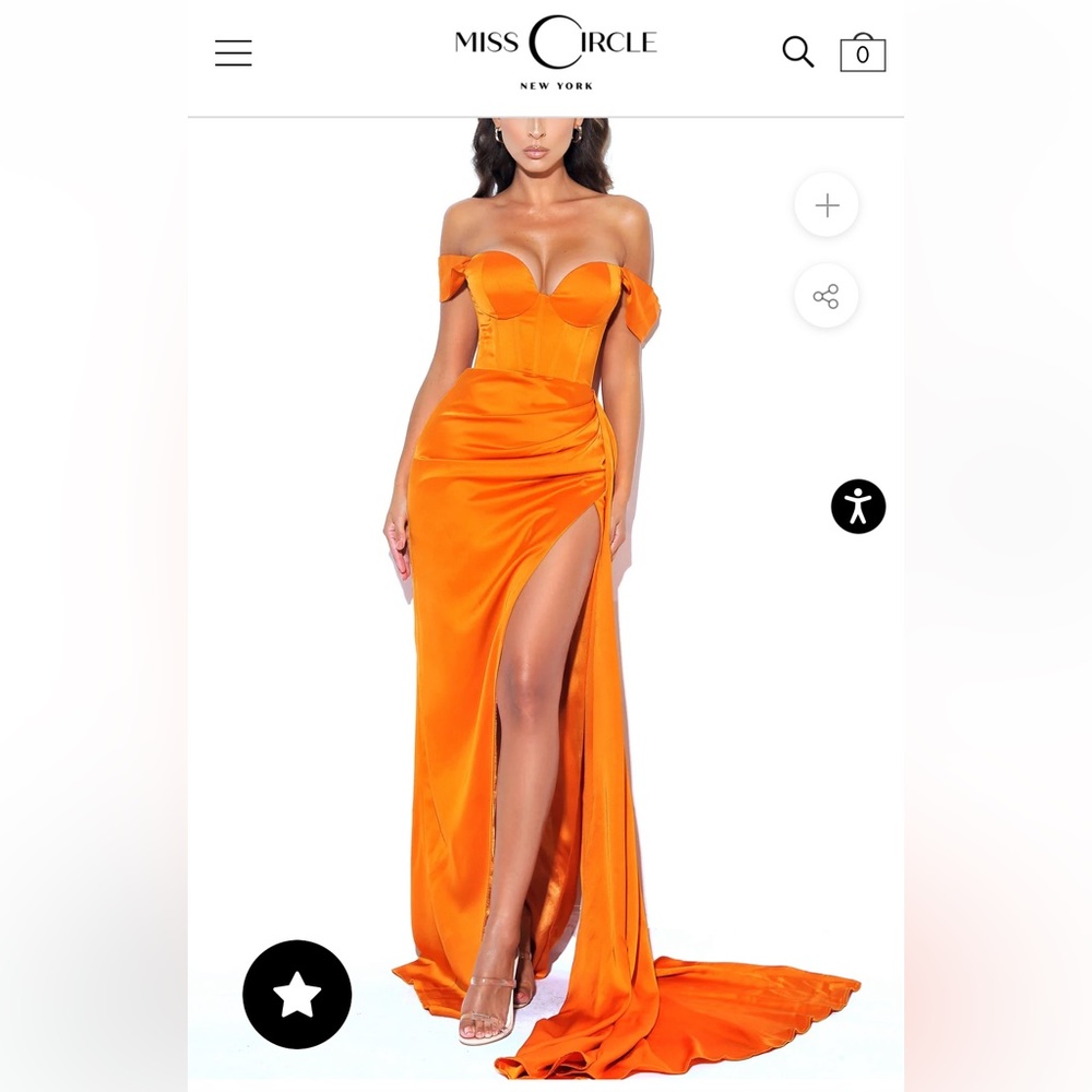 Miss Circle Zayda Orange High Slit Corset Satin Gown worn once size 8